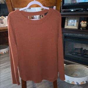 Womens Buckle Black Rust Orange Knit Sweater Size Extra Small
